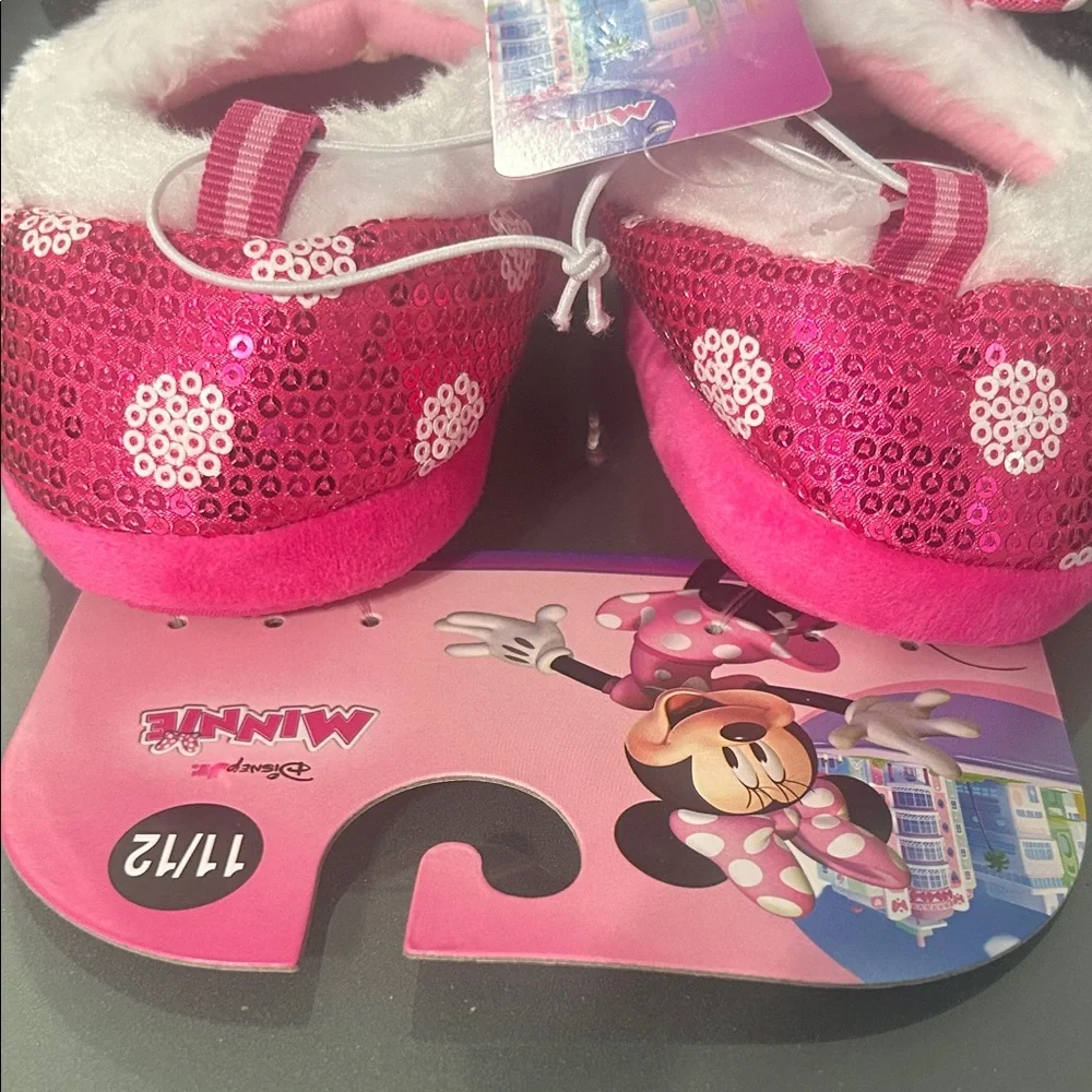 Disney Minnie Mouse Hot Pink Sequin Slippers Size 11/12 (Toddler) -  NWT